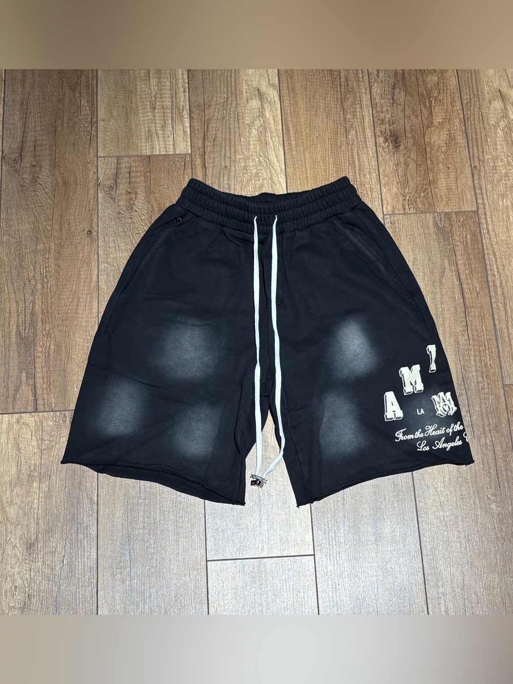 Amiri Mens Black and White Spotted Shorts Brand New Size Large